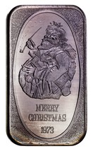 1973 Merry Natale - D&#39; Mint 1 Oz. Argento Artistico Barretta - $82.12