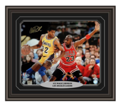 Magic Johnson Signed &amp; Custom Framed Lakers 16x20 PSA/DNA COA Jordan Autograph - £324.34 GBP