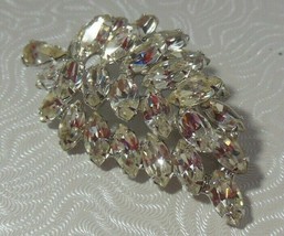 Vintage Signed WEISS Brooch- Prong-set Clear Marquise &amp; Pear-shape Rhinestones - £43.89 GBP