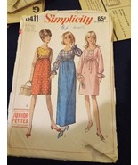 66 Vtg SIMPLICITY 6411 Junior Petites&#39; One Piece Dress Sz 9 B 32.5 cut&amp;c... - $153.95 MXN