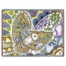 72x54 BARN OWL Bird Native American Southwest Tapestry Afghan Throw Blanket  - £50.64 GBP