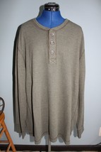 Eddie Bauer Outdoor Men&#39;s Green Long Sleeve Waffle Weave Henley Shirt ~3XL~ - £21.95 GBP