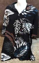 Arizona Jean Co Tropical Hawaiian Camp Shirt Black Palm Fronds Size Extr... - £13.93 GBP