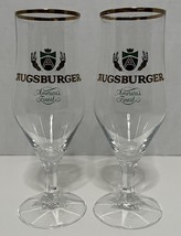 Augsburger America&#39;s Finest Stemmed Beer Glasses Rastal Crystal w Gold R... - $14.95