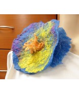 FELTED FLOWER BROOCH HANDMADE IN EUROPE BLUE 3D BROOCH HOLIDAY GIFT FOR ... - £23.83 GBP