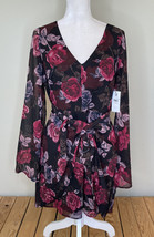 Guess NWT Women’s Knee length floral Chiffon dress Size M Black Red M7 - £28.35 GBP
