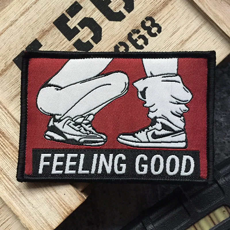 Sporting Rock Punk FEELING GOOD Embroidered Patch Cloth Fabric Hook Loop Emblem  - £23.90 GBP
