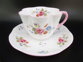 Shelley English Dainty Tea Cup Saucer Set Bone China Pink Roses Flowers - $29.70