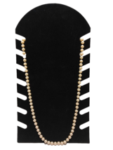 Marvella Champagne 30&quot; Simulated Faux Pearl Signed Knotted Necklace Vintage 50&#39;s - £26.24 GBP