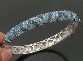 SWAROVSKI 925 Sterling Silver - Vintage Crystal Pattern Bangle Bracelet - BT8415 - £122.75 GBP