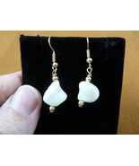 (EE473-172) 15mm bead white Mother of pearl freeform gemstone dangle ear... - $15.88