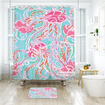 Lilly Pulitzer Jellies Be Jammin Shower Curtain Bath Mat Bathroom Waterproof Dec - £18.49 GBP+