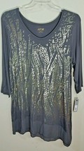 Apt. 9 Embellished Asymmetrical Tunic Foiled Print Chiffon Trim SOFT Sz 0X NWT  - $14.99