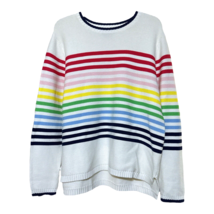 Classic Prep Rowayton CT Womens White Multicolor Stripe Sweater Size Large - £13.39 GBP