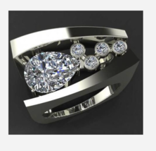 Silver Rhinestone Irregular Shape Ring Size 6 7 8 9 - £31.96 GBP