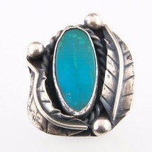 Vintage Argent Bague W / Flush Ensemble Turquoise (Taille 7) Accents Par - $78.69