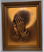 Vintage Framed Serenity Prayer With Raised Hands Copper - $753.77 MXN