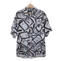 Roundtree &amp; Yorke | Globe Print Short Sleeve Button Up Shirt, size large - £12.33 GBP