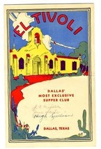 El Tivoli Restaurant Menu Dallas Most Exclusive Supper Club Texas Schlitz  - £99.78 GBP