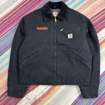 Vintage Carhartt Detroit J01 BLK Blanket Lined Work Jacket Sz 40 Logo Full Zip - £160.76 GBP