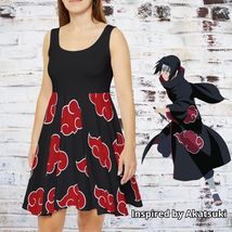 Akatsuki Cosplay Naruto Kawaii Women's Skater Dress, Anime Manga Japanese - $46.02+