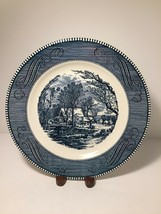 Vintage Dinner Plate Currier &amp; Ives Royal China Blue on Royal-Ironstone U.S.A. - £9.17 GBP