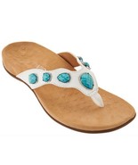 Vionic Eve II Sandals Shoes Comfort Support White Faux Turquoise Women’s... - £23.59 GBP