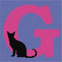 Pepita Needlepoint Canvas: Letter G Black Cat, 7&quot; x 7&quot; - $50.00+