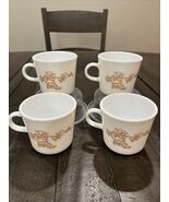 Corning Mugs Set of 4 White Milk Glass Coffee Tea Cups Magnolia Floral - $326.70 MXN