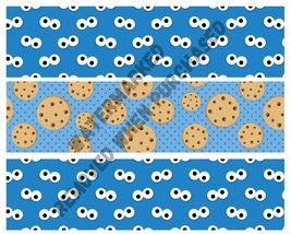 Chocolate Chip Cookie Cute Monster Edible Image Edible Cake 3 Border Side Strips - £13.16 GBP