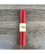Natural Beeswax Red Taper 9”Candle Set Of Two Honeycomb Texture New Unused - £11.25 GBP