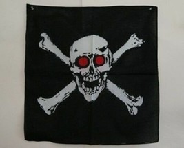 22&quot;X22&quot; Jolly Roger Pirate Glowing Red Eyes Skull And Bones Bandana - £10.21 GBP