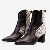 The Saturn Natural Pythn Leather Block Heel Women Boot image 3