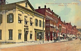 Fonda New York~Business SECTION-STOREFRONTS~EAST Main STREET-1915 Psmk Postcard - £11.98 GBP