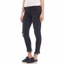 Free People Faded Black Great Heights Fray Distressed Skinny Jeans Size 25 - £31.17 GBP
