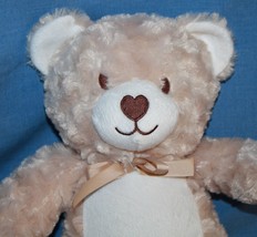 Blankets and Beyond Teddy Bear Beige Swirl Plush 14&quot; Stuffed Heart Nose ... - £14.44 GBP
