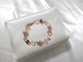 Department Store 7&quot; Rose Gold Tone Pink Mauve Bracelet A893 - £12.82 GBP