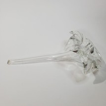 Vintage Handmade Crystal Clear Glass Epergne Single Stem 7.5&quot; Lily Vase No Label - £14.88 GBP