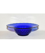 Vintage Cobalt Blue Glass Console Bowl 10&quot; Art Glass Bowl w Diamond Cut ... - £27.61 GBP