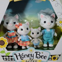 Honey Bee Acres The Purringtons Flocked Cat Family Fritz Ella Zoe Baby Rose New - £16.39 GBP