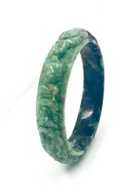 7.2 &quot; Handcrafted Genuine Burmese Jade Natural Color Women Bangle Bracelet - £46.69 GBP