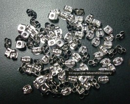 100 Surgical steel earring back butterfly post clutches wire nuts 4x6mm ... - $3.91