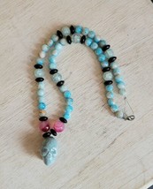 Vintage Skull Bead Necklace Costume Jewelry Handmade B64 - €17,52 EUR