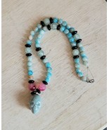 Vintage Skull Bead Necklace Costume Jewelry Handmade B64 - $19.99