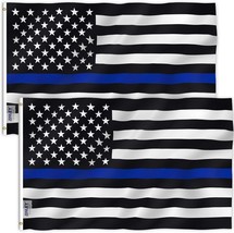 Anley 2 Pcs 3x5 Ft Thin Blue Line USA Flag Law Enforcement Officers Flags - £8.66 GBP