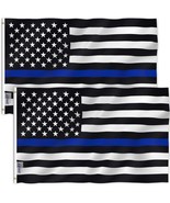 Anley 2 Pcs 3x5 Ft Thin Blue Line USA Flag Law Enforcement Officers Flags - £8.50 GBP