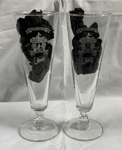2 Storz Beer 75th Anniversary Beer Tapered Glasses 1951 Etched Family Crest - $28.66