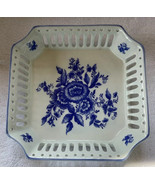 Andrea by Sadek Porcelain Blue White Floral Square Pierced Trinket Jewel... - £18.98 GBP