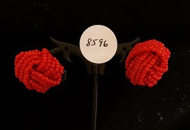 Vintage Rope of Red Beads Screw on Earrings - £12.48 GBP