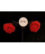 Vintage Rope of Red Beads Screw on Earrings - £12.48 GBP